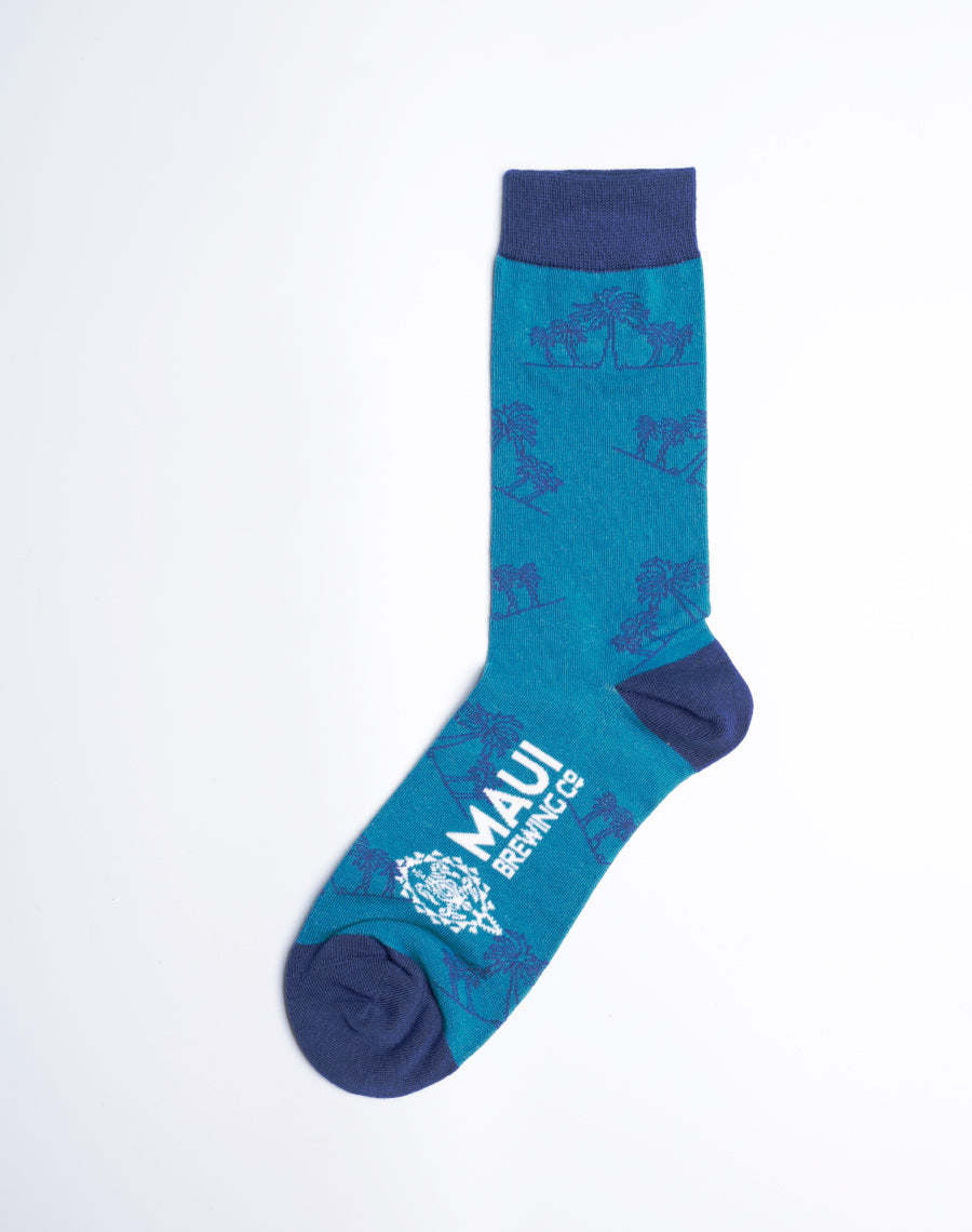 Maui Brewing Company - Hawaiian Tropical Palm Tree Crew Socks - Comfy Cotton made socks