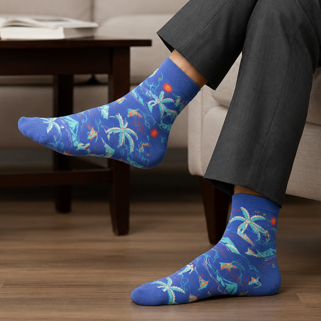 Men's Beach Day Tropical Crew Socks
