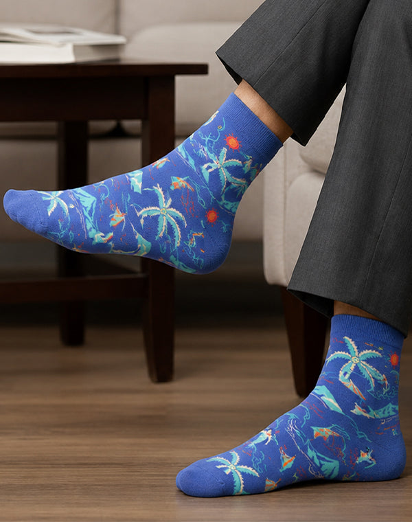 Men's Beach Day Tropical Crew Socks