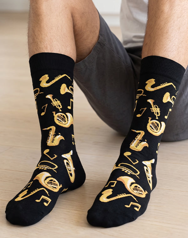 Men's Brass Instruments Jazz Music Crew Socks