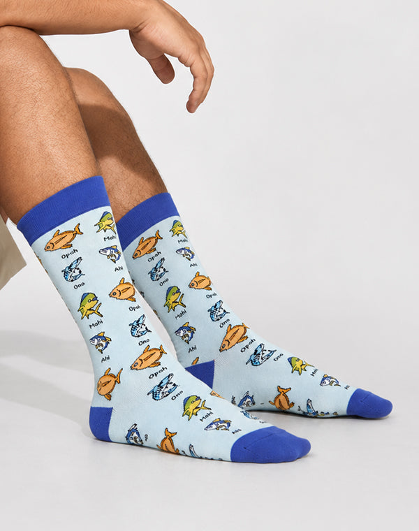 Men's Catch Of The Day Hawaiian Fish Crew Socks