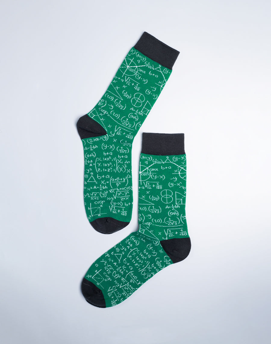 Chalkboard Math Funny Crew Socks for Men - Socks for Math Teachers and Math Lovers