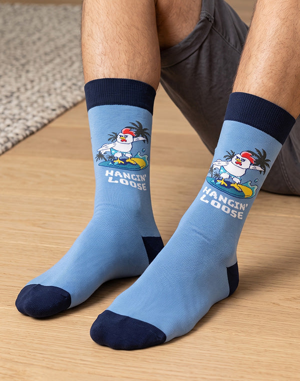 Men's Chicken Hangin Loose Surf Crew Socks