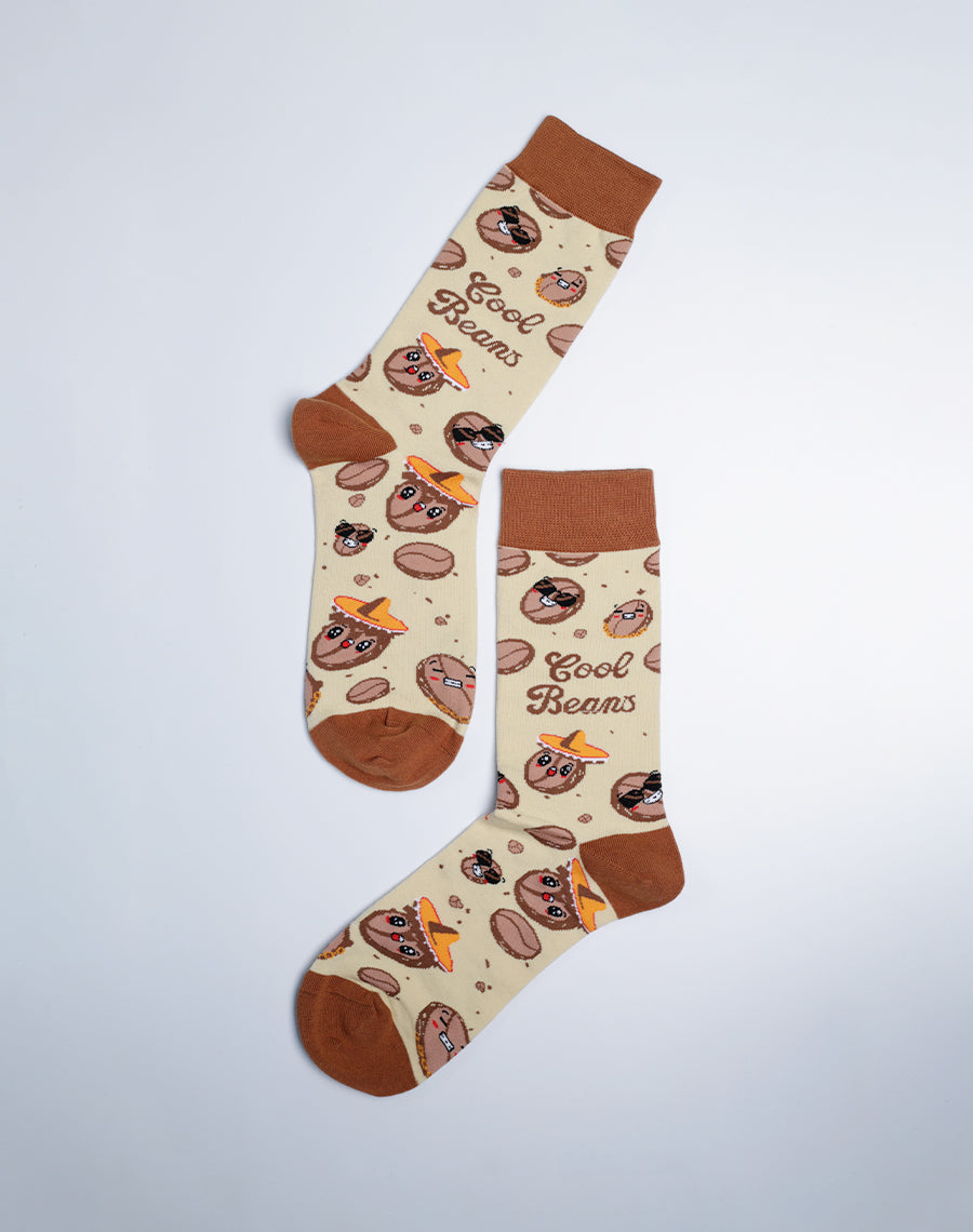 Brown Beige Coffee Beans Printed Socks for Men