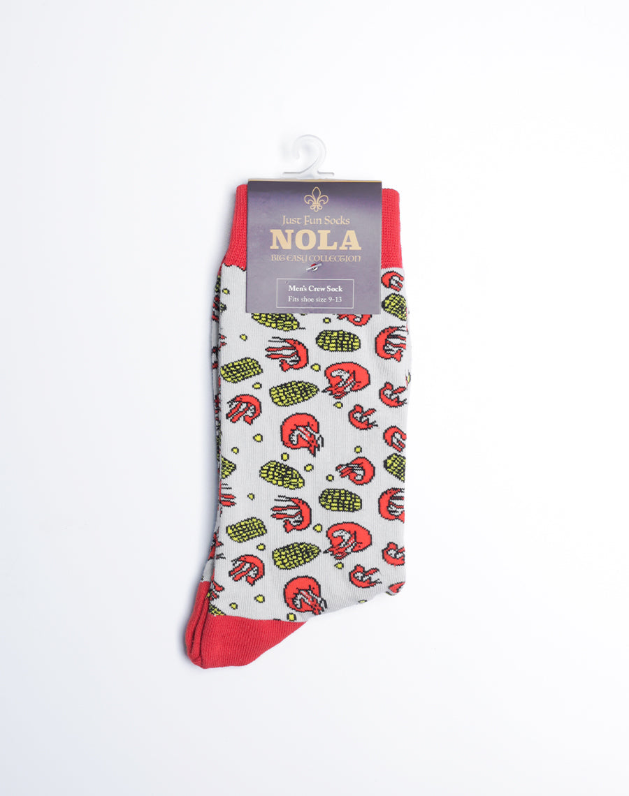 New Orleans Themed Cotton Made Crew Socks - Grey Red Color Socks