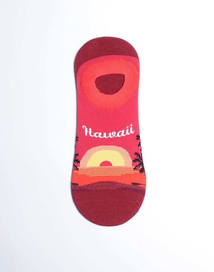 Buy Men's Hawaii Sunset Tropical No Show Socks - Red | Just Fun Socks