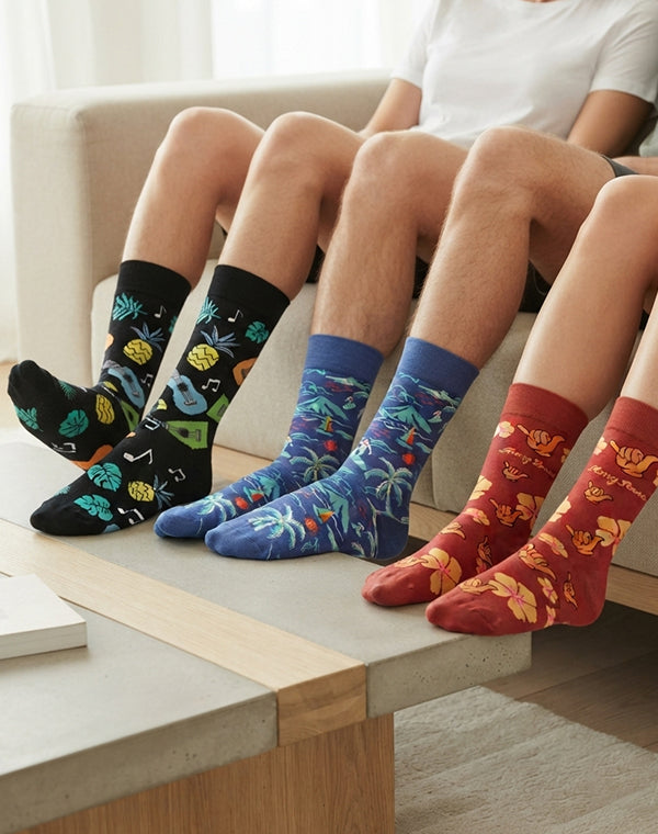 Men’s Hawaiian Vibes Crew Socks | 3-Pair Bundle