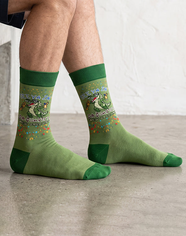 Men's In Da Quarter Party Alligator Crew Socks