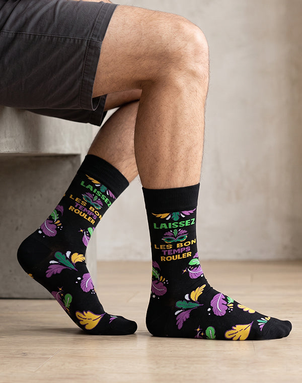 Men's Laissez Les Bon Temps Rouler Mardi Gras Crew Socks