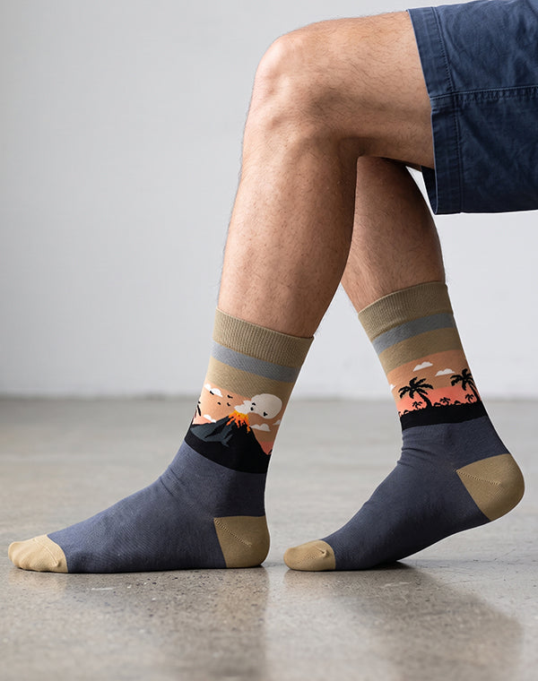 Men's Lava Land Volcano Hawaiian Crew Sock