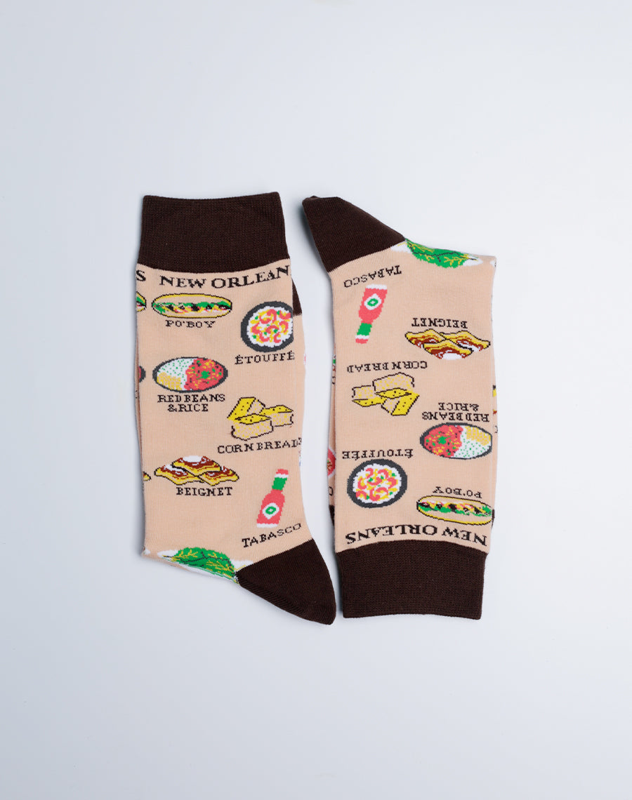 New Orleans Food Tour Crew Socks for Men - Cotton made Comfy socks 