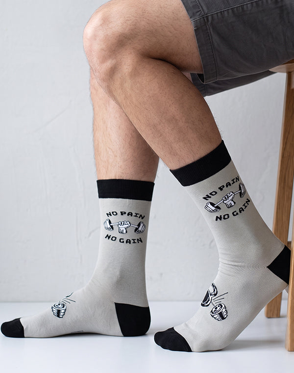 Men's No Pain No Gain Gym Crew Socks