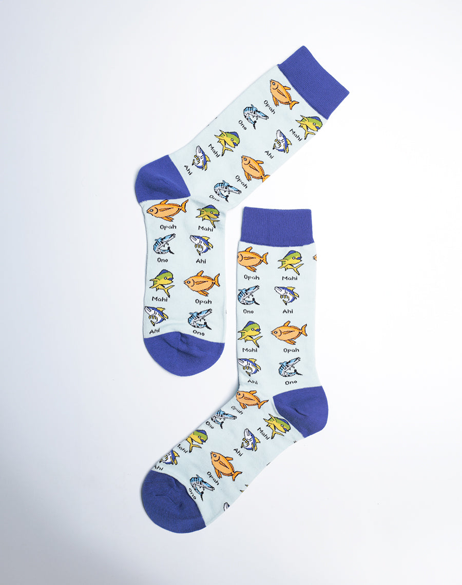 Fish Printed Light Blue color socks for Men