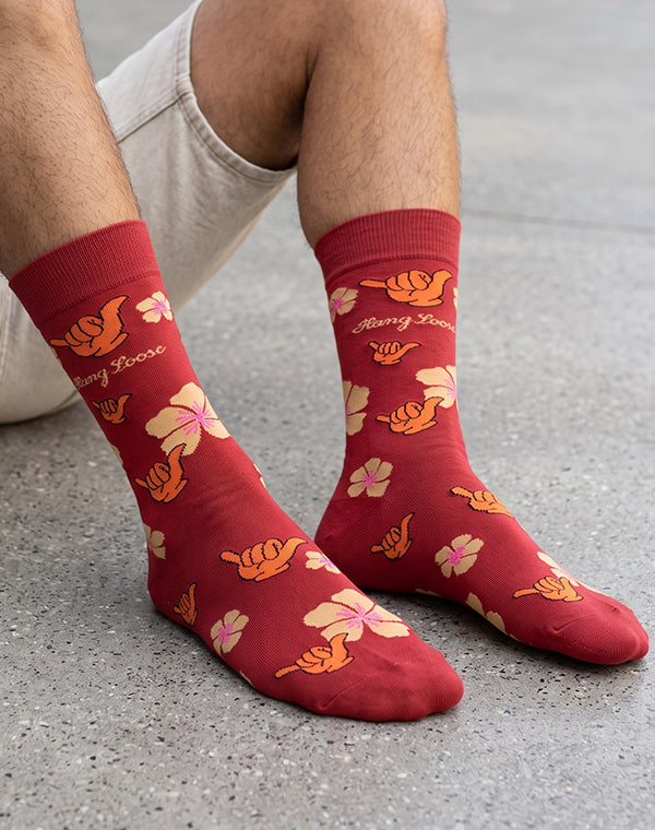 Men's Shaka Floral Hang Loose Crew Socks
