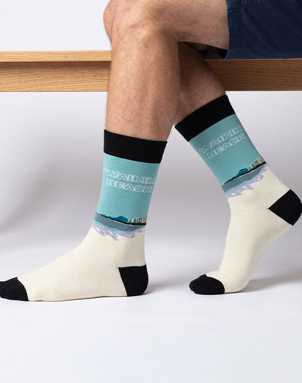 Men's Waikiki Beach Hawaii Crew Socks