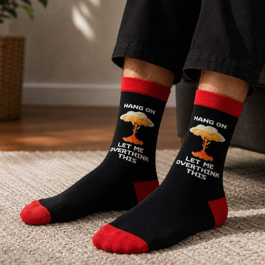 Men's Hang On Let Me Overthink This Funny Crew Socks
