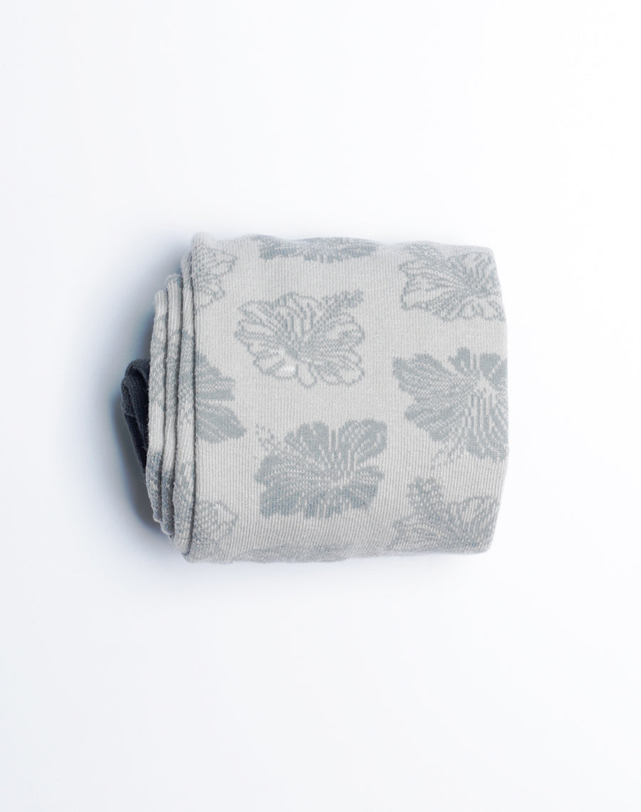 Folded Grey Color Floral Printed Crew Socks for Men