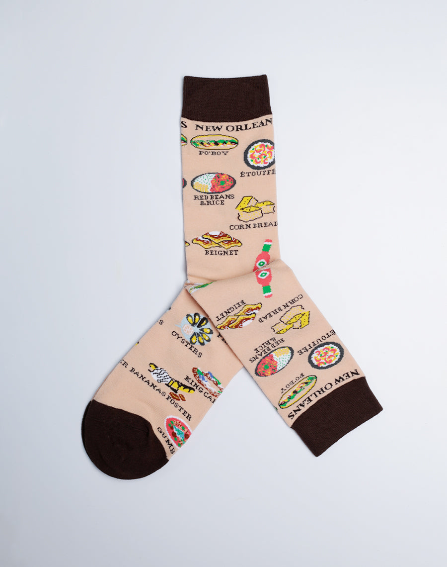 Men's New Orleans Food Tour Crew Socks - Just Fun Socks 