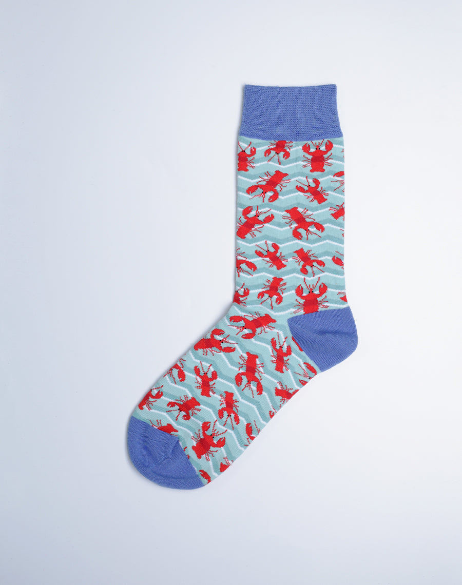 Crawfish Printed Crew Socks for Women
