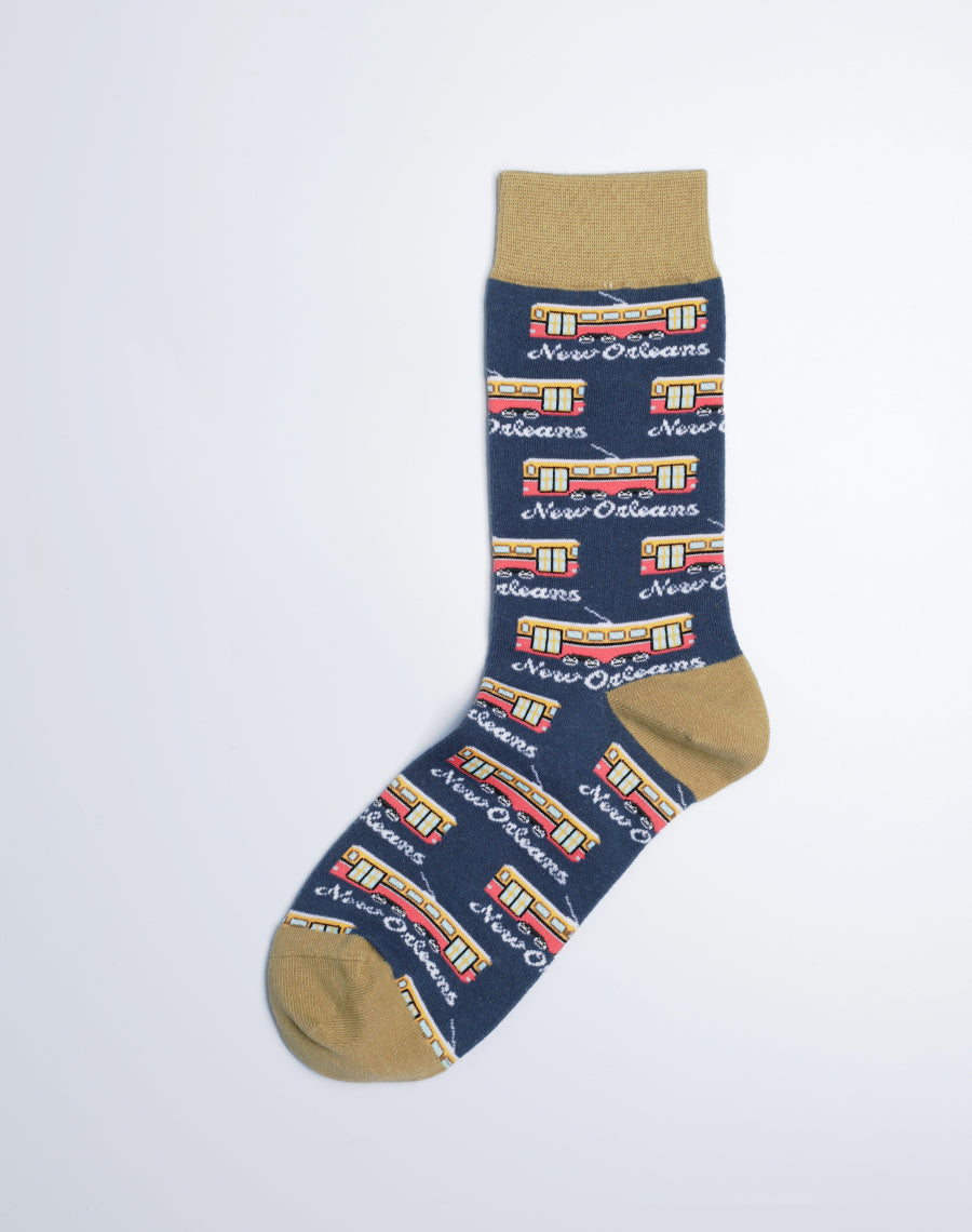 New Orleans Car Printed Navy Blue Color Socks for Men