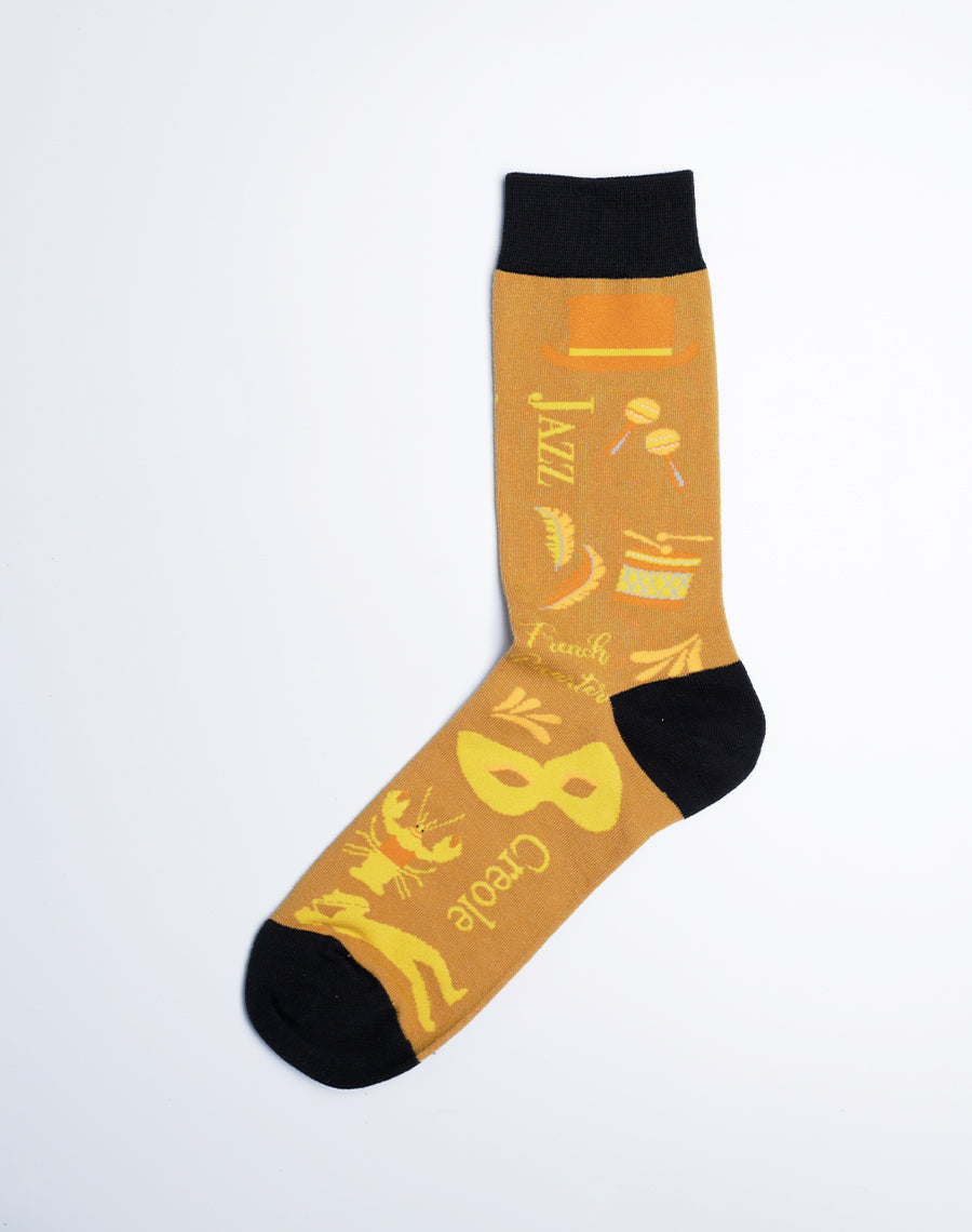 Yellow Gold Color Cotton made Crew Socks for Men