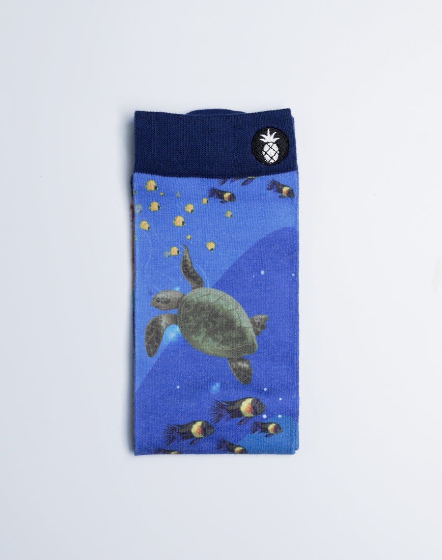 Ocean Reef Underwater Sea Life Printed Unisex Socks - Blue color