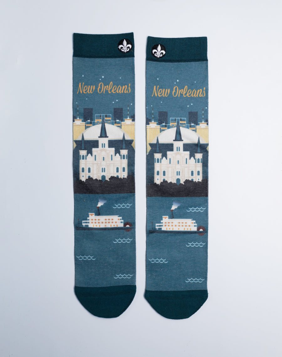 Premium quality New Orleans Skyline Printed Cotton Made Socks