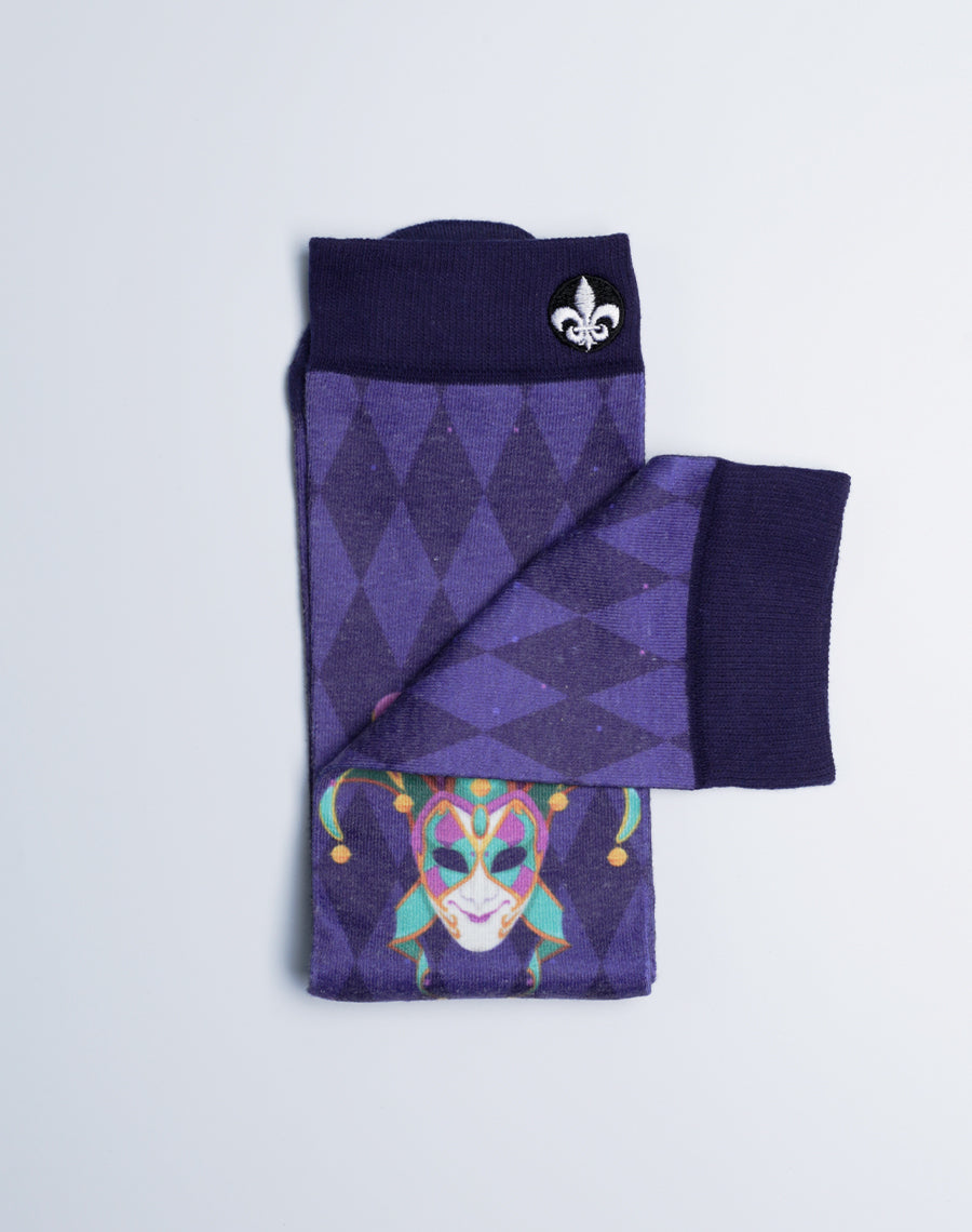 New Orleans Themed Socks - Mardi Gras Mystique Purple color Socks