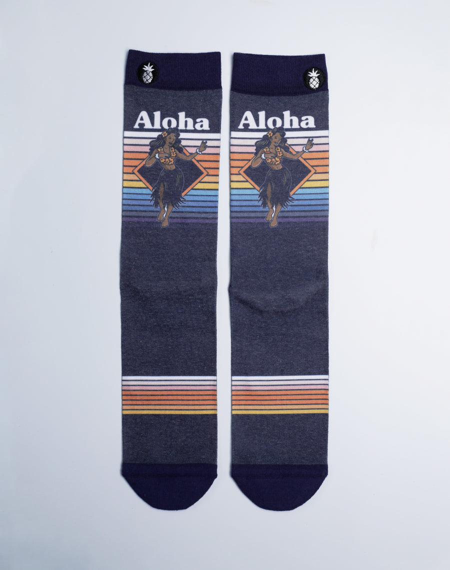 Unisex Retro Hula Aloha Tropical Printed Crew Socks