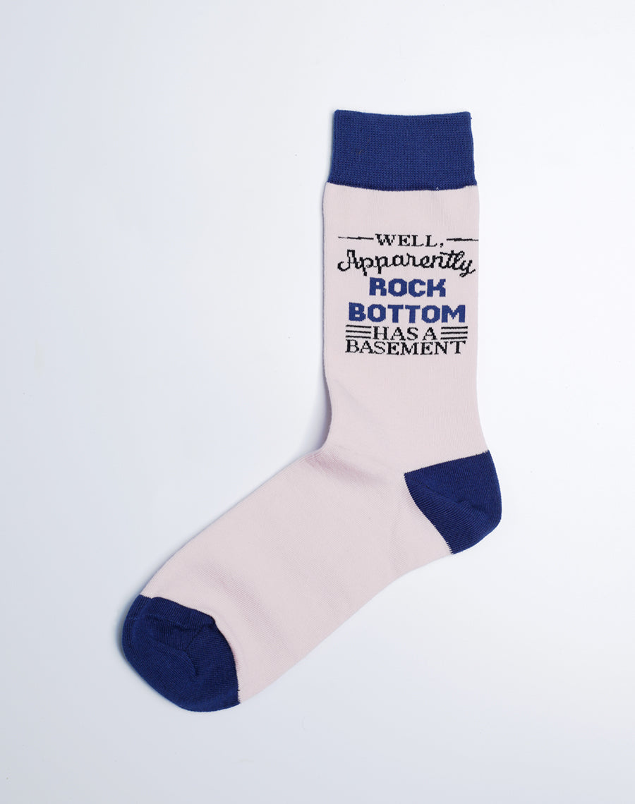 Women's Apparently Rock Bottom Has A Basement Crew Socks - Grey color Socks
