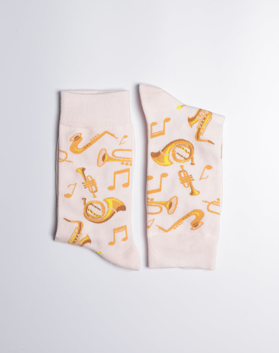 Women's Brass Instruments Jazz Music Crew Socks