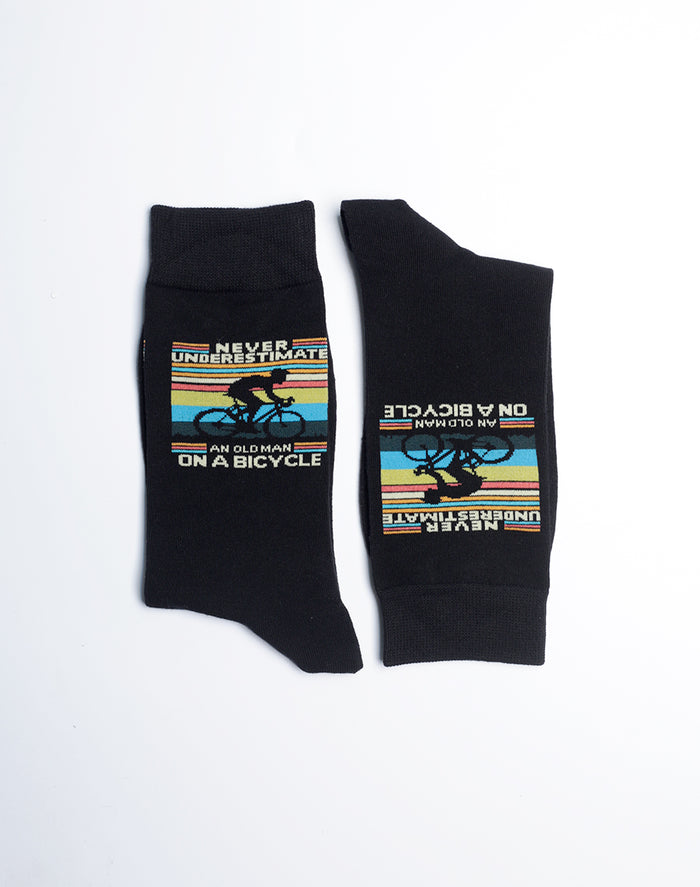 Buy Men's Retro Rider Bicycle Crew Socks - Black Cotton Socks | Just ...