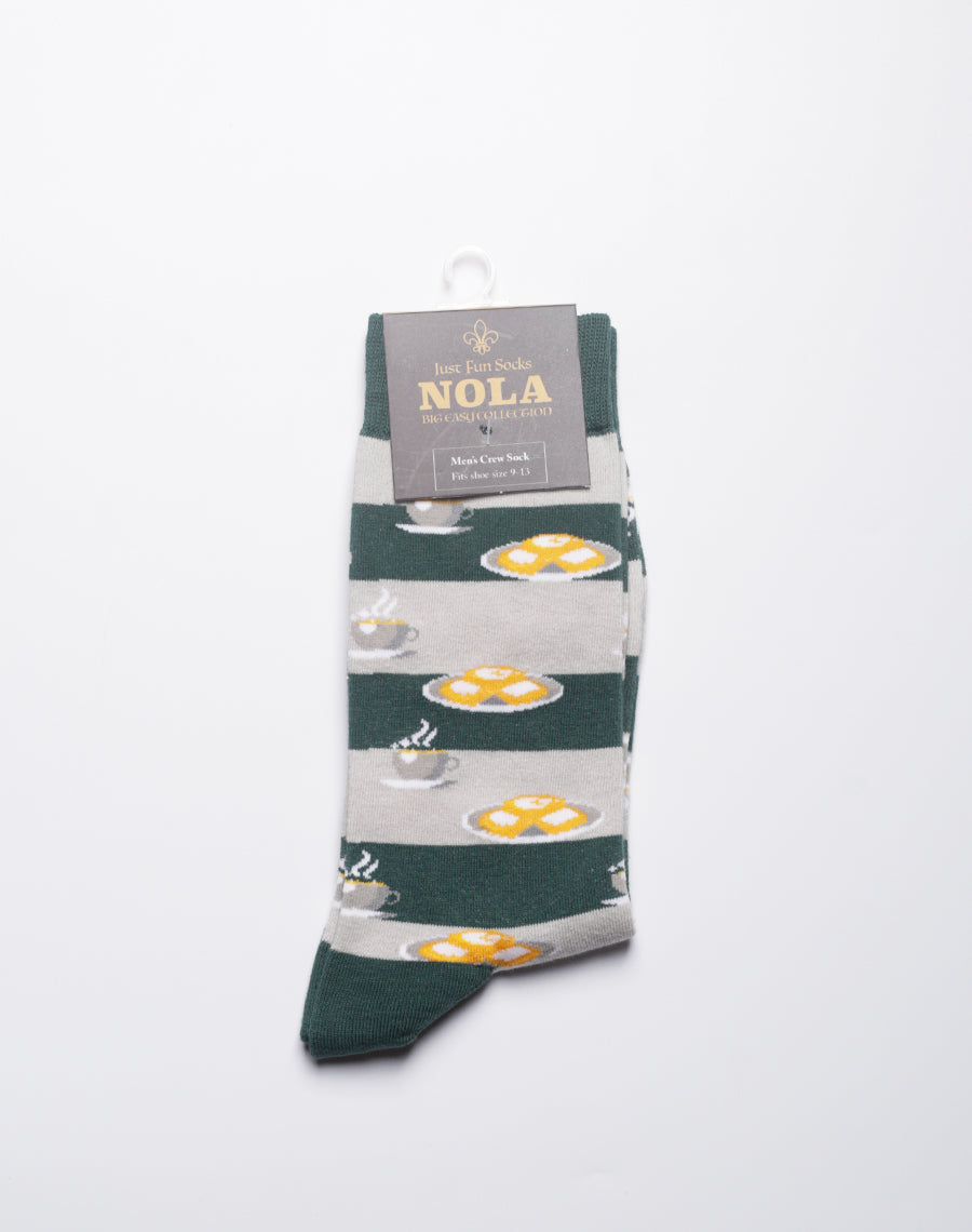 Stylish Green socks with beignet themed print