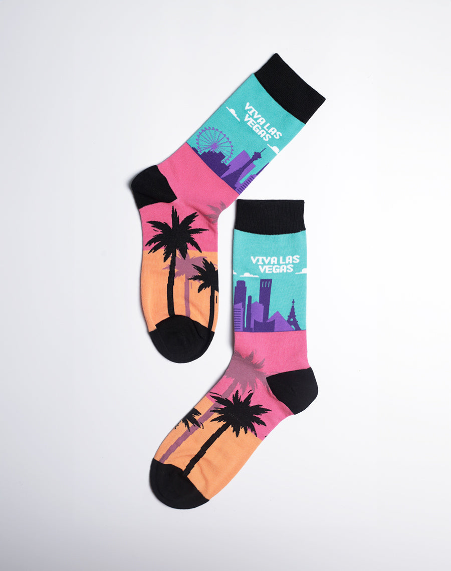 Stylish and comfortable socks with a striking Las Vegas skyline design, perfect for travel lovers.