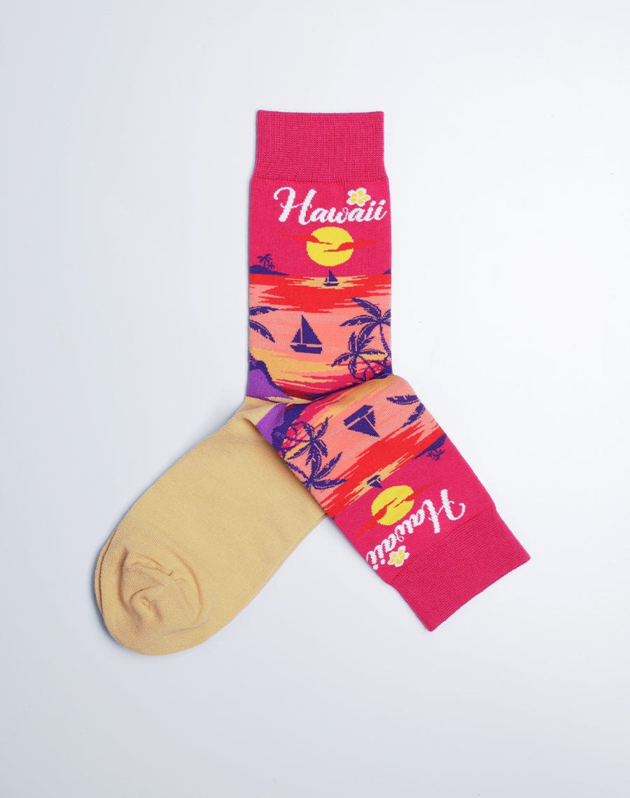 Sunset Beach Hawaii Crew Socks for Women - Pink Socks for Women