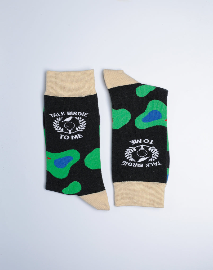 Black Socks with Funny Quotes - Talk Birdie to Me  - Cotton made 