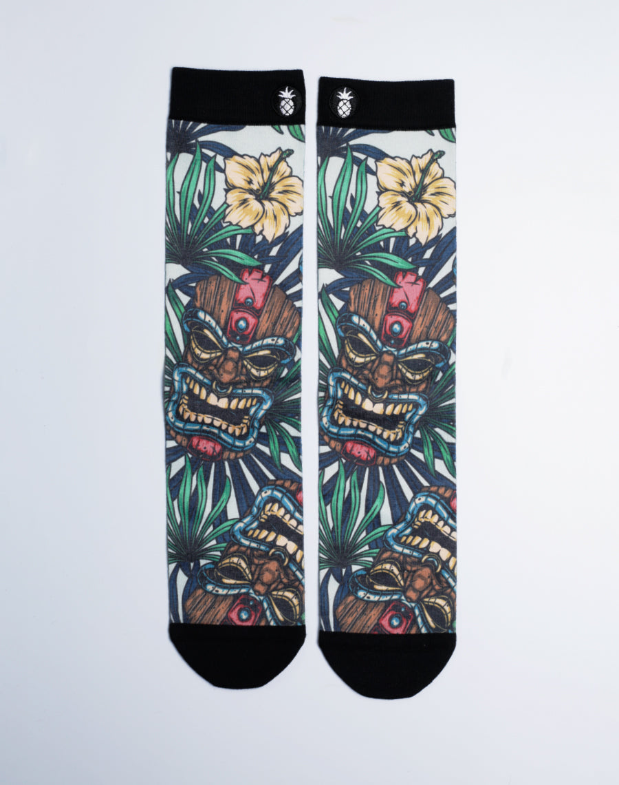 Tiki Tribe Floral Printed Multicolor Neutral Gender Crew Socks