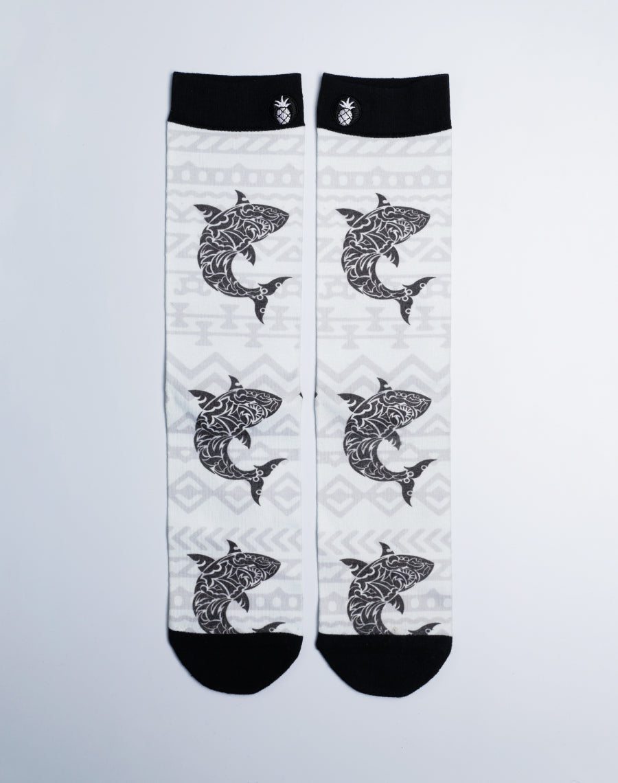 Unisex Tribal Great White Shark Printed Crew Socks