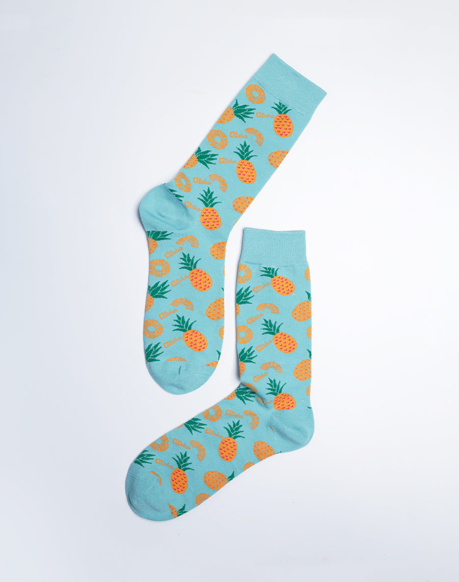 Aloha Tropical Crew Socks - Blue Color Cotton made Comfy Socks for men