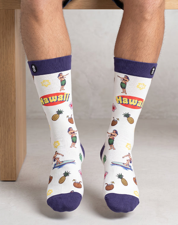 Vintage Aloha Spirit Printed Crew Socks