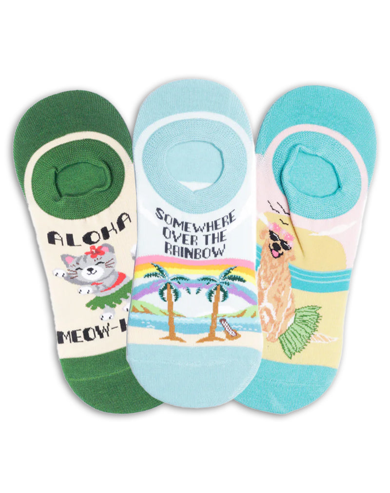 Women's Hawaii No Show Crew Socks | 3-Pair Bundle