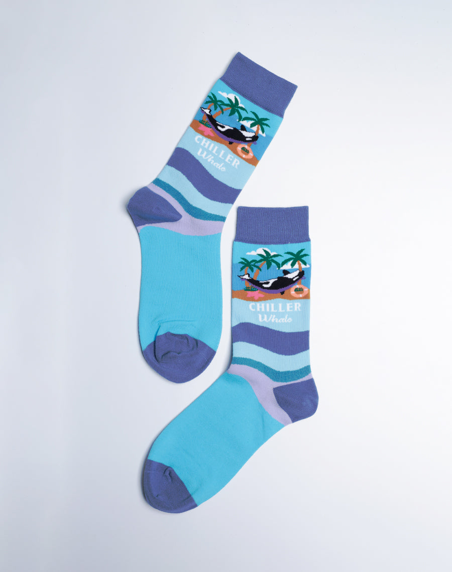 Blue Color Socks - Women's Chiller Whale Funny Crew Socks