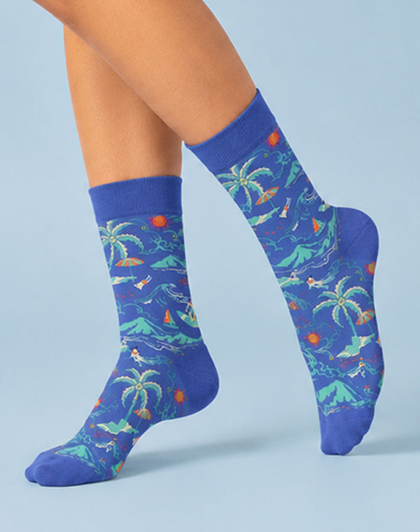 Women's Beach Day Tropical Crew Socks