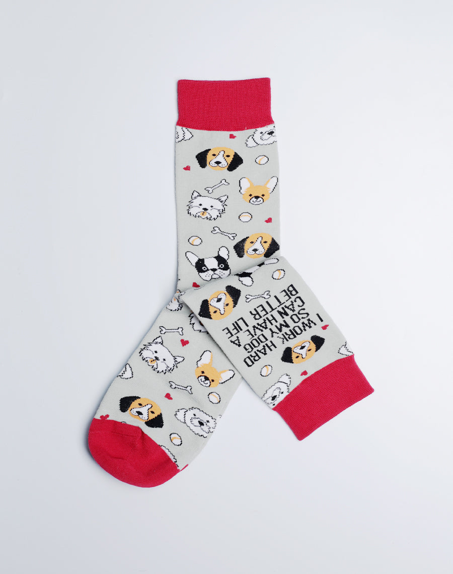 Women's Better Life Dog Crew Socks - Cute and Funny Animal Dog Socks for Ladies