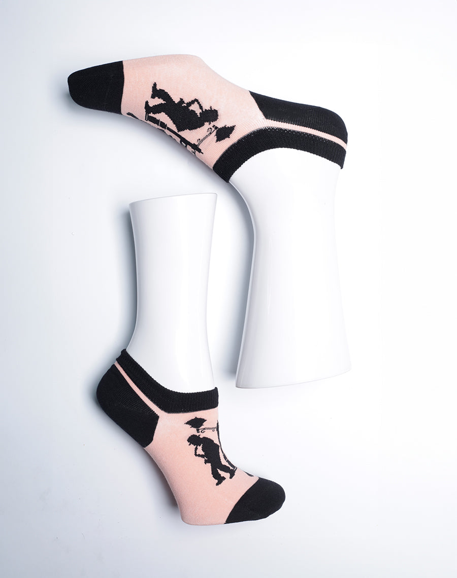 Pink color Ankle socks for Ladies - Street Jazz Socks for Music Lovers