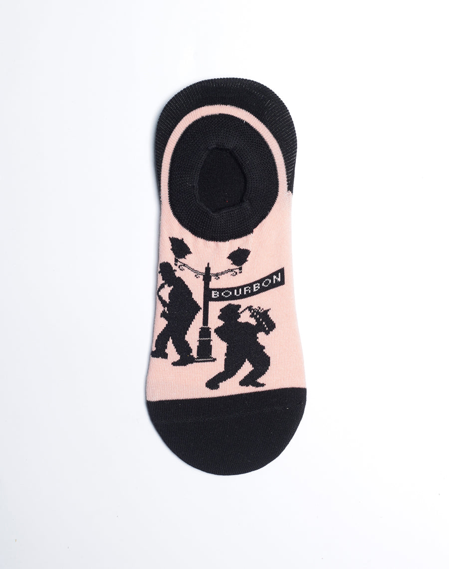 Pink Color Socks with Black Heels - Bourbon Street Jazz No Show Socks