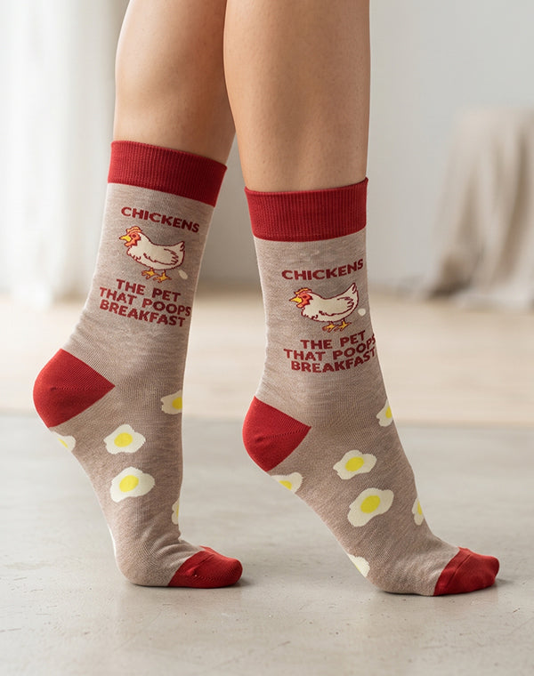Women's Chickens The Pet That Poops Breakfast Crew Socks