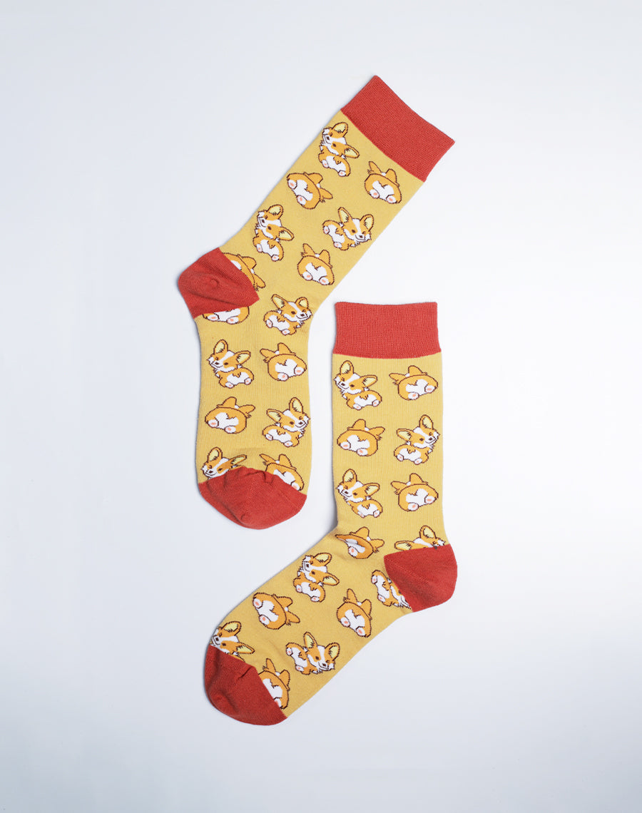 Corgi Love Dog Crew Socks - Cute Silly Corgi butt Socks