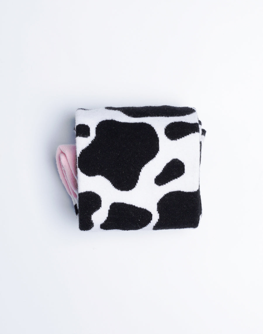 Black and White Premium cotton made Cow Print Crew Socks for women- Just fun Socks