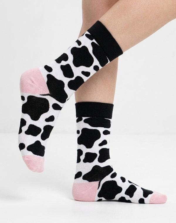 Women's Cowprint Animal Crew Socks